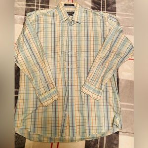 Size large multi coloured men’s dress shirt $15
